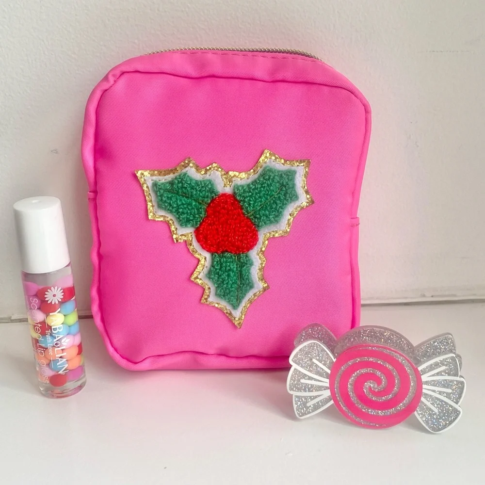 Women’s Christmas Pouch Girls Patch Nylon Case Xmas Gift SCL Stocking Stuffer